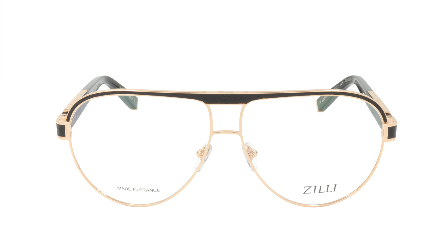 ZILLI Eyeglasses Frame Titanium Acetate Leather France Made ZI 60045 C01