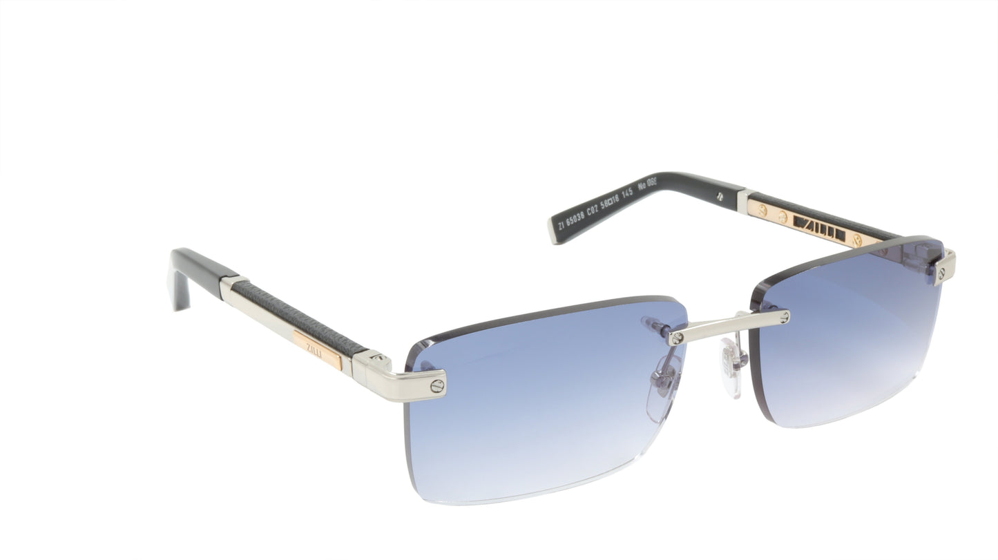ZILLI Sunglasses Titanium Acetate Leather Gradient France Handmade ZI 65038 C02