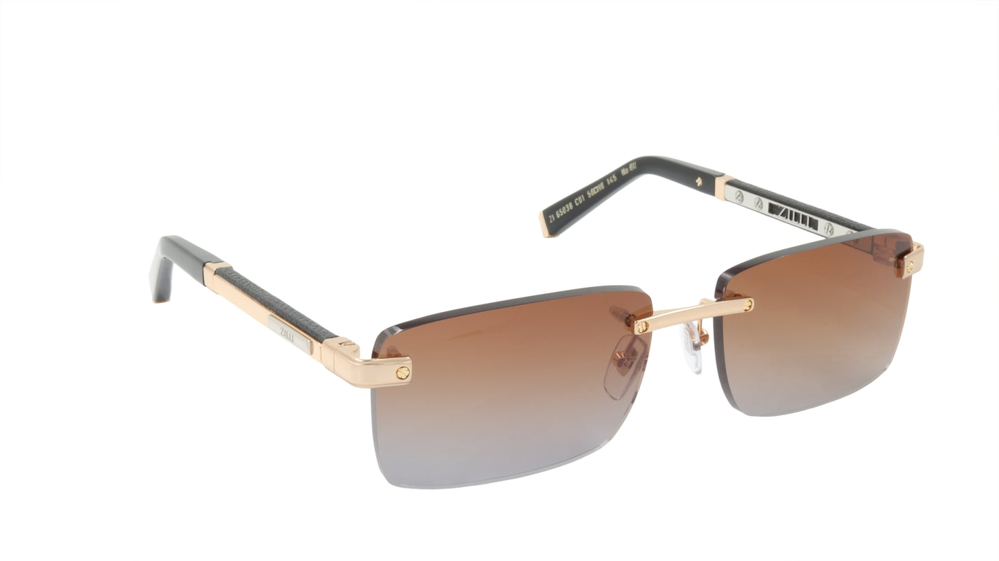 ZILLI Sunglasses Titanium Acetate Leather Gradient France Handmade ZI 65038 C01