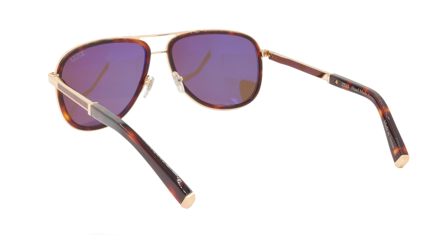 ZILLI Sunglasses Titanium Acetate Leather Polarized France Handmade ZI 65017 C02