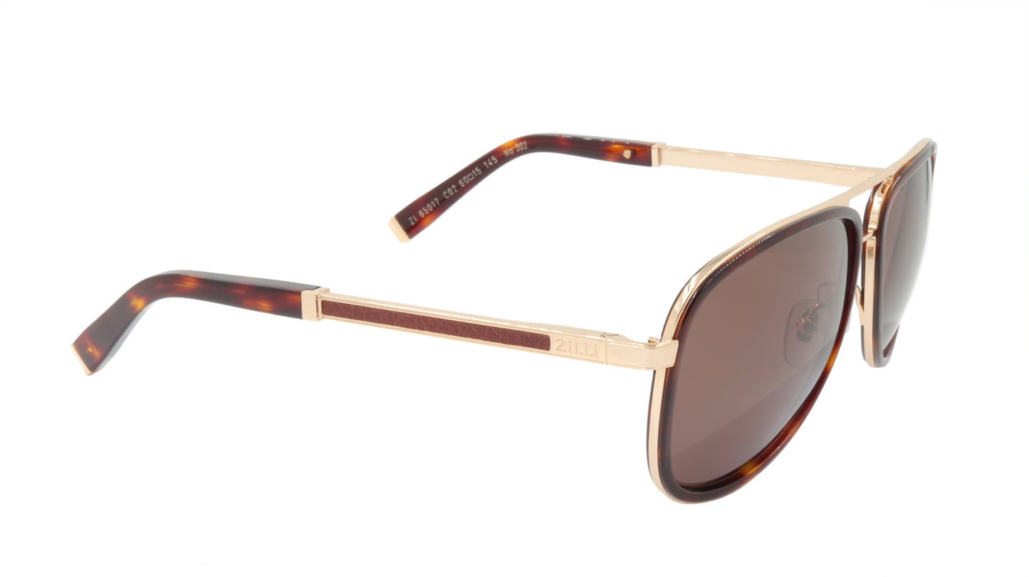 ZILLI Sunglasses Titanium Acetate Leather Polarized France Handmade ZI 65017 C02