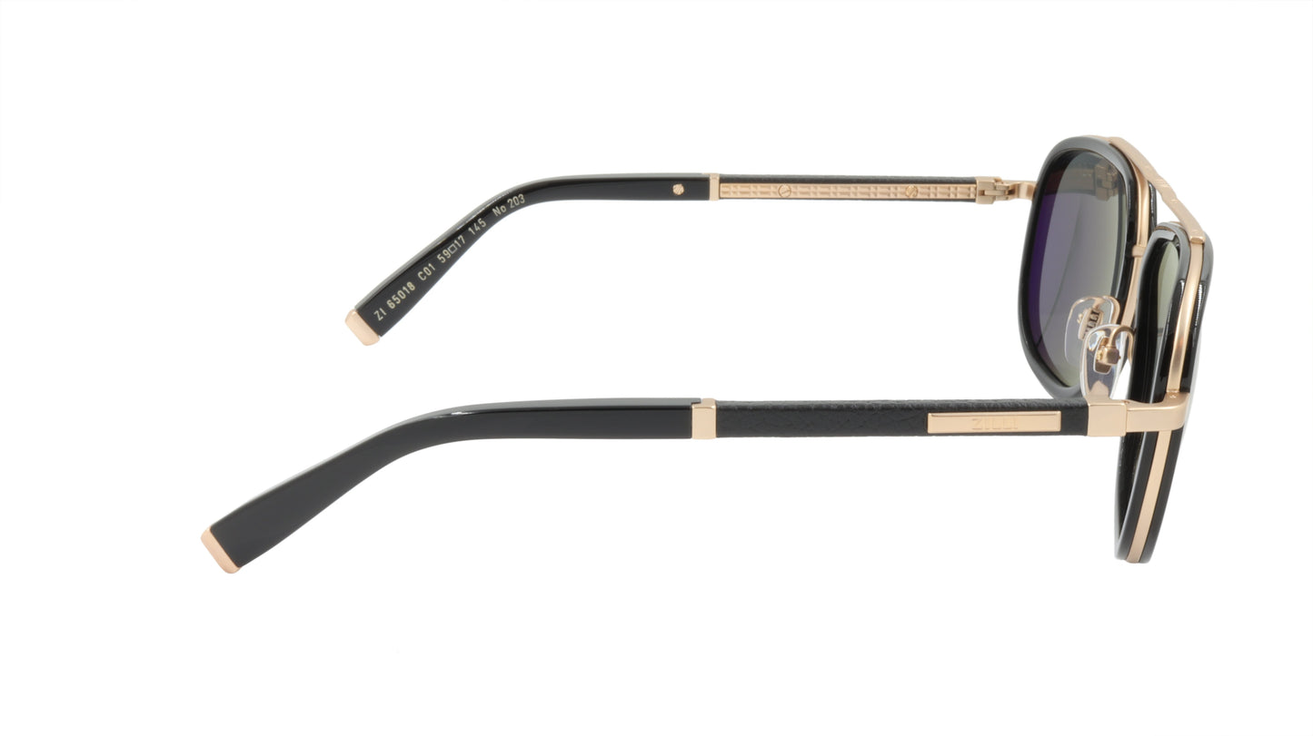 ZILLI Sunglasses Titanium Acetate Leather Polarized France Handmade ZI 65018 C01
