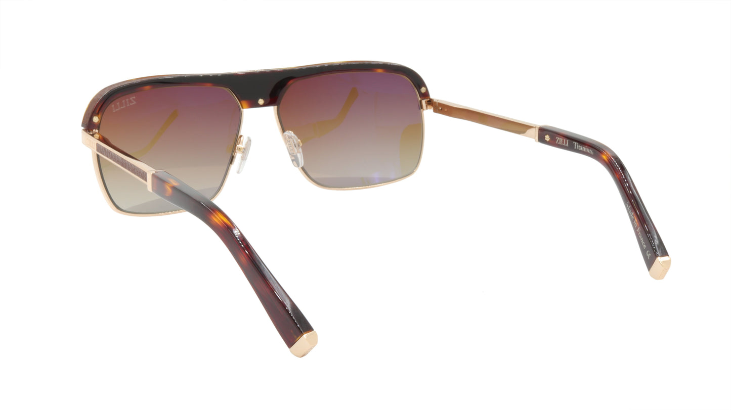 ZILLI Sunglasses Titanium Acetate Leather Polarized France Handmade ZI 65024 C06