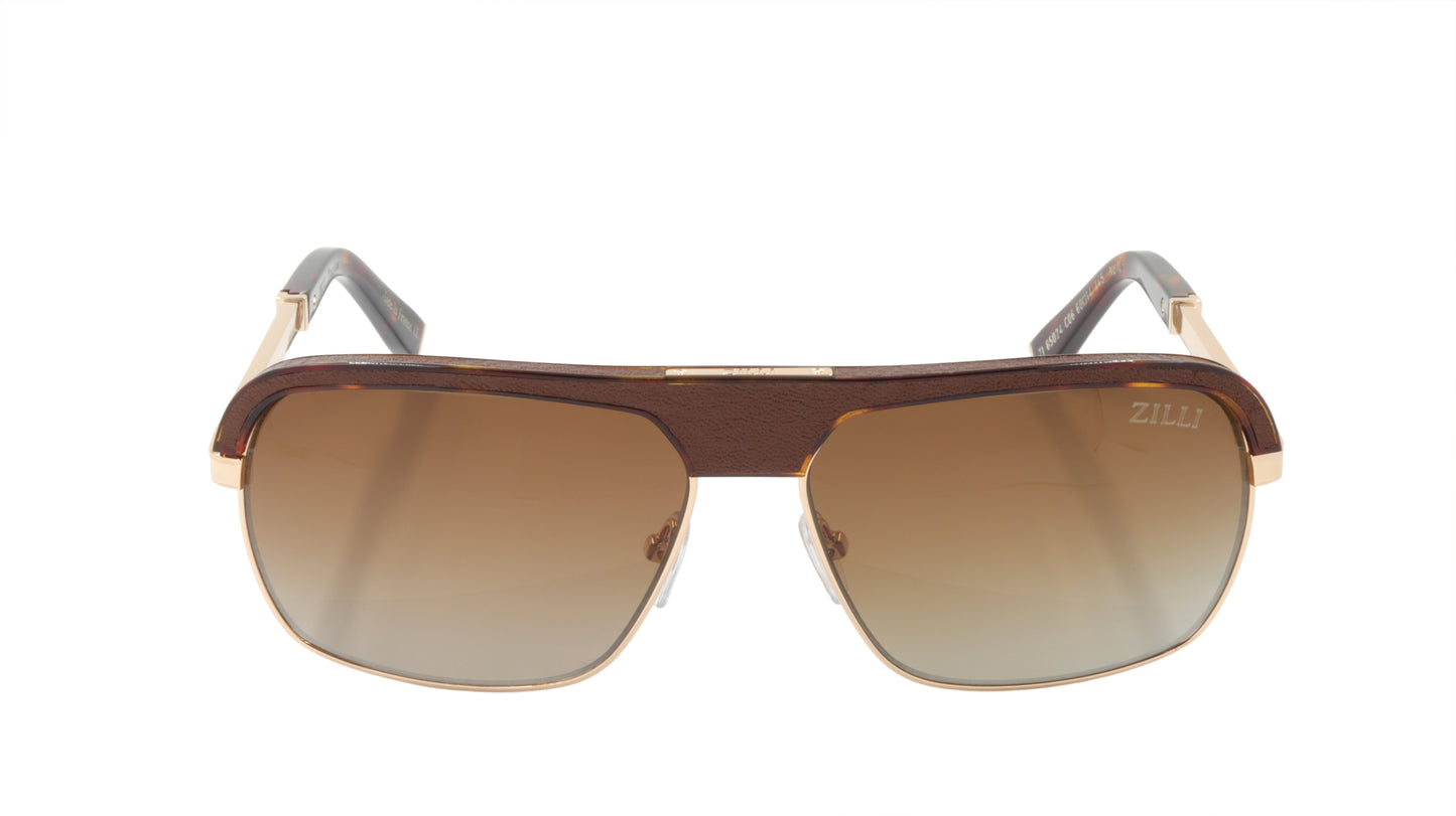 ZILLI Sunglasses Titanium Acetate Leather Polarized France Handmade ZI 65024 C06