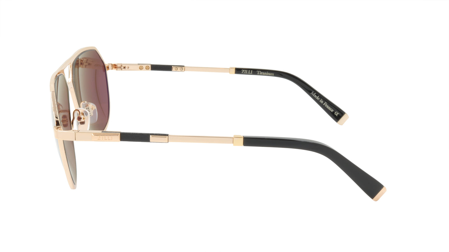 ZILLI Sunglasses Titanium Acetate Leather Polarized France Handmade ZI 65023 C07