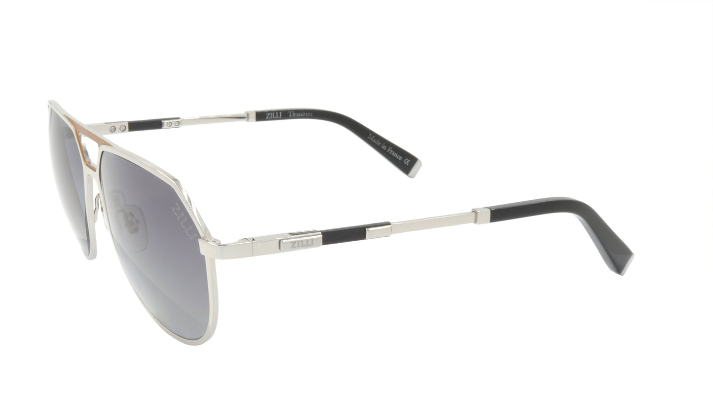 ZILLI Sunglasses Titanium Acetate Leather Polarized France Handmade ZI 65023 C08