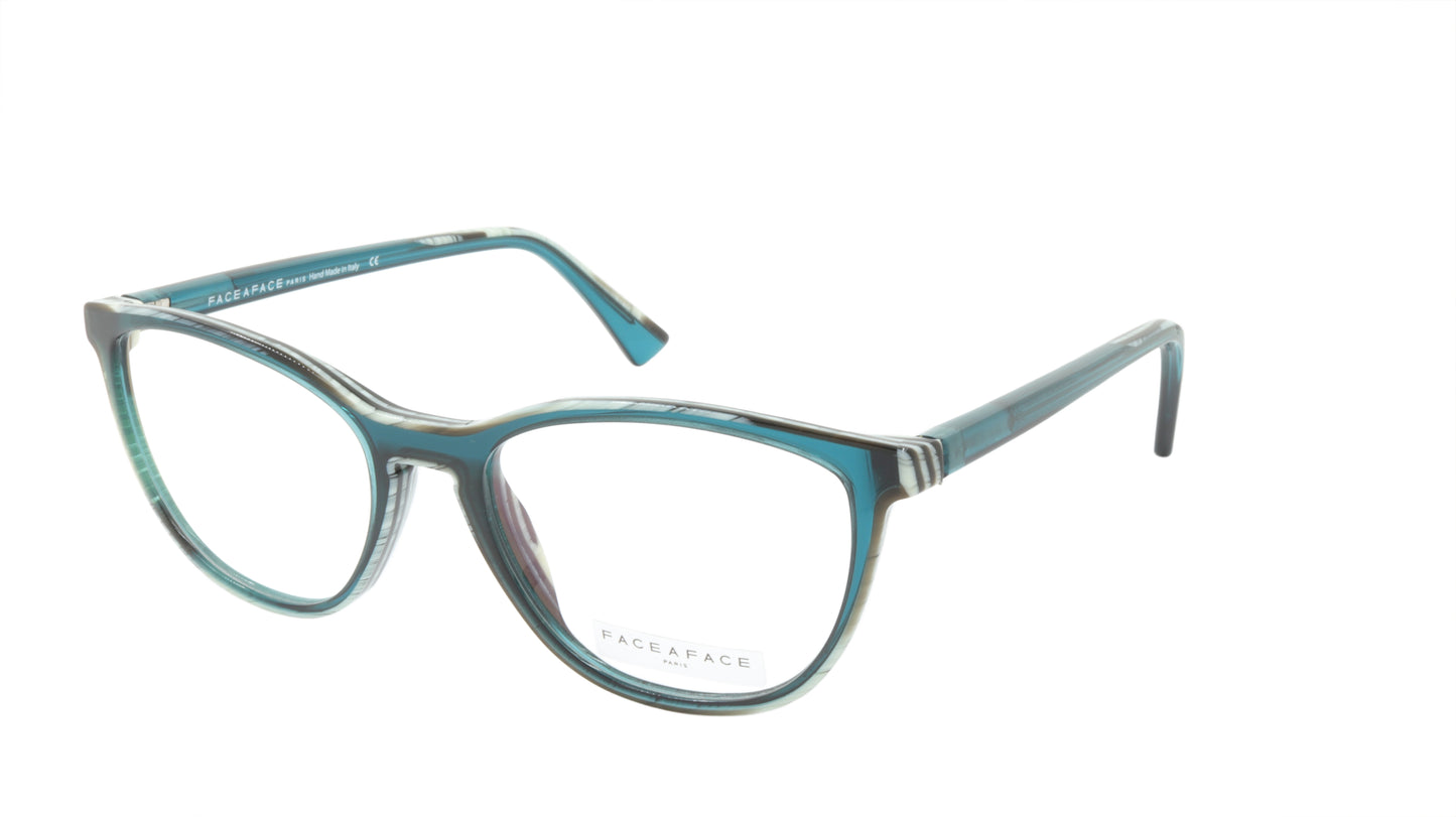 Face A Face Eyeglasses Frame TEORY 2 Col. 2045 Acetate Translucent Duck Blue