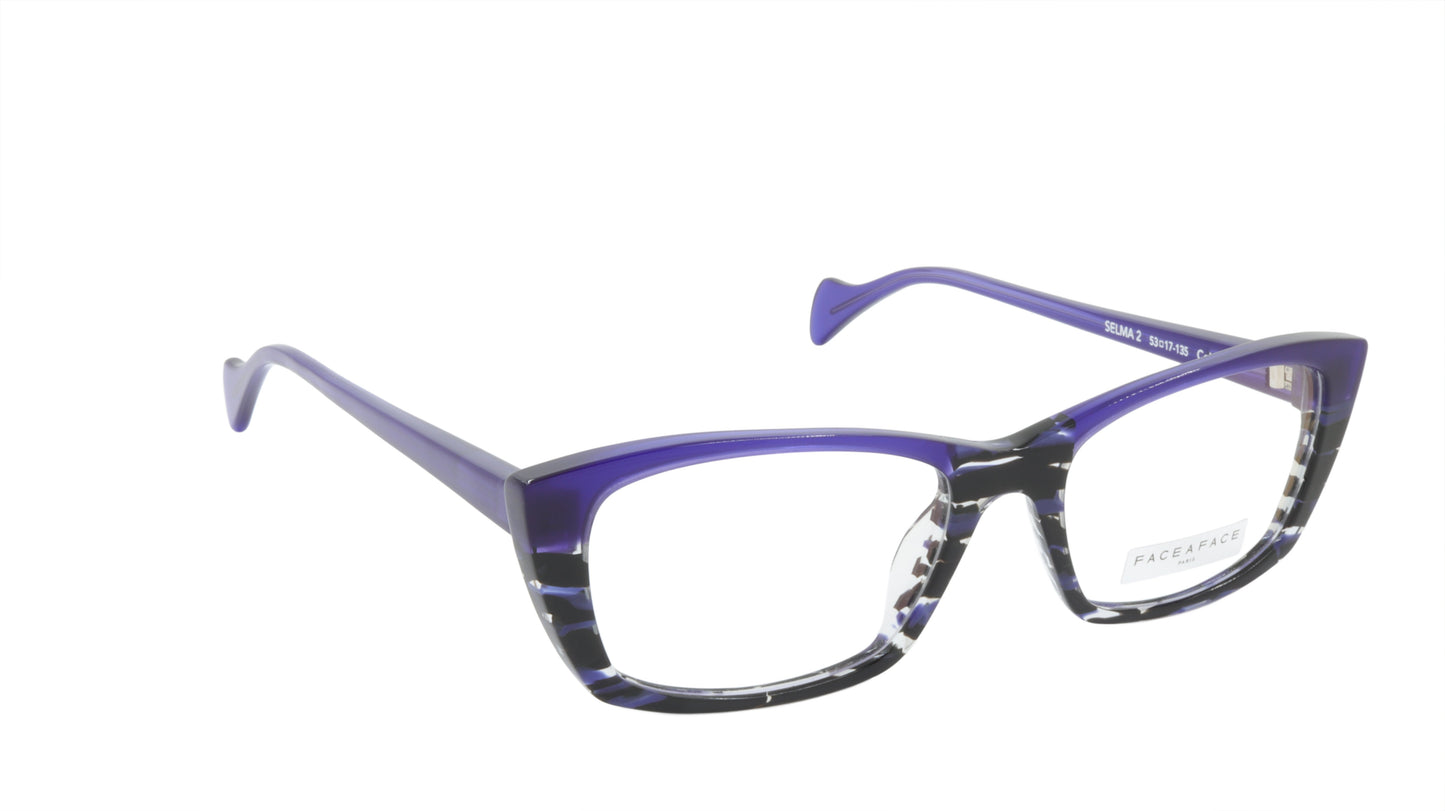 Face A Face Eyeglasses Frame SELMA 2 Col. 2014 Acetate Lines and Blue Light