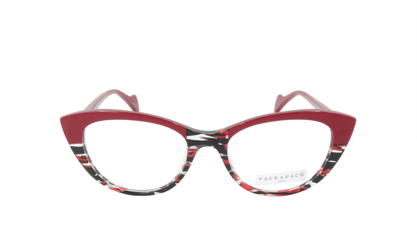 Face A Face Eyeglasses Frame SELMA 1 Col. 3024 Acetate Red Lines and Light