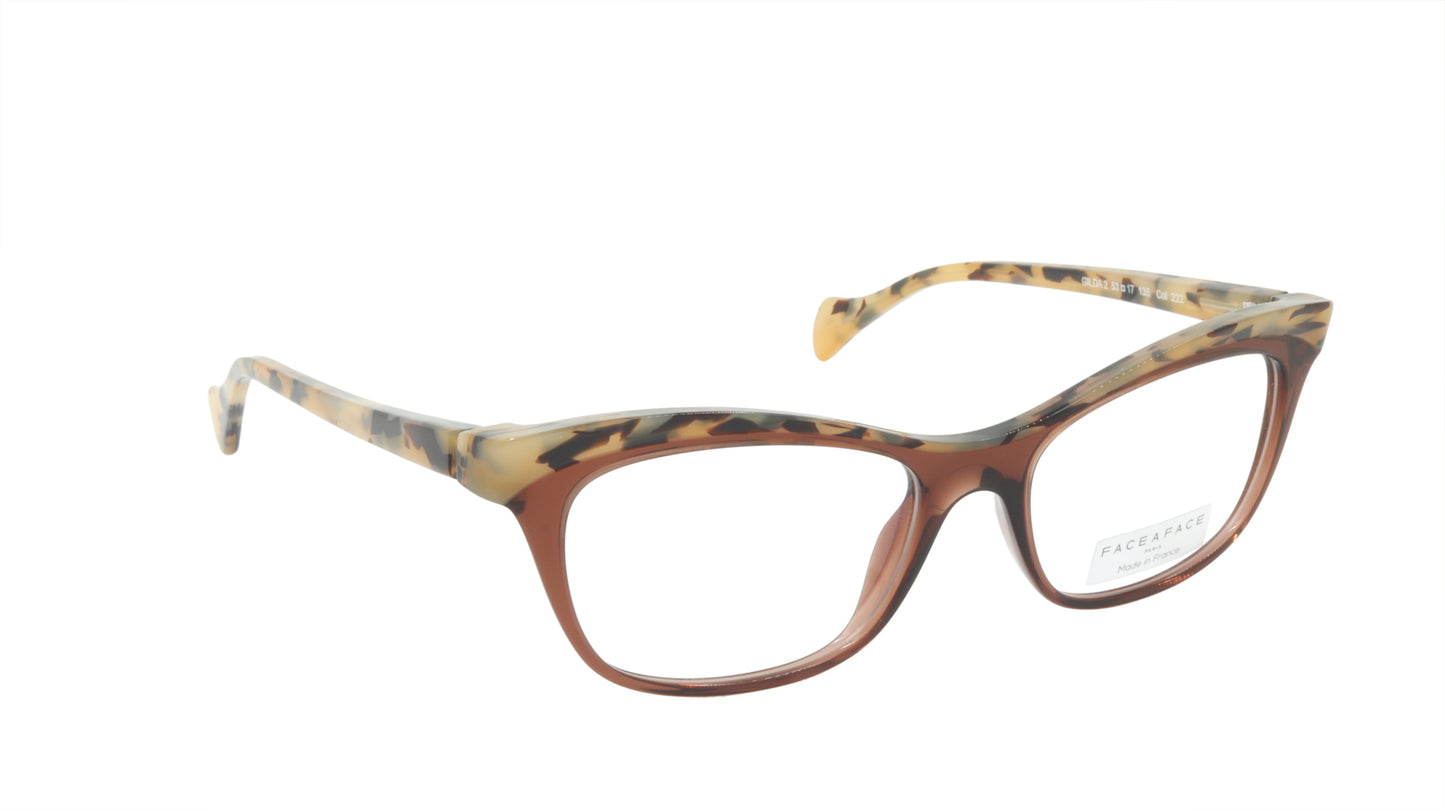 Face A Face Eyeglasses Frame GILDA 2 Col. 222 Acetate Chestnut Brown Safari