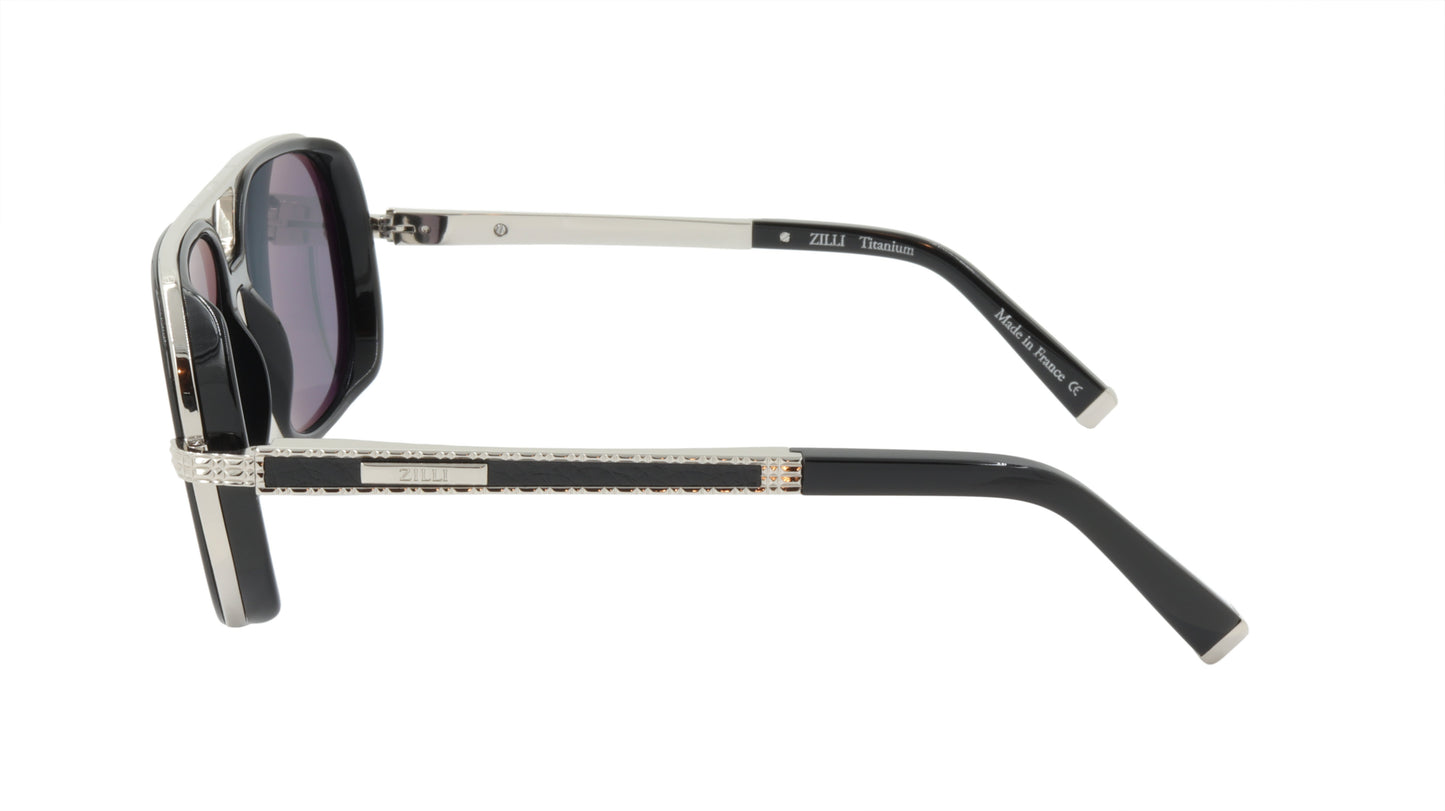 ZILLI Sunglasses Titanium Acetate Leather Polarized France Handmade ZI 65026 C06