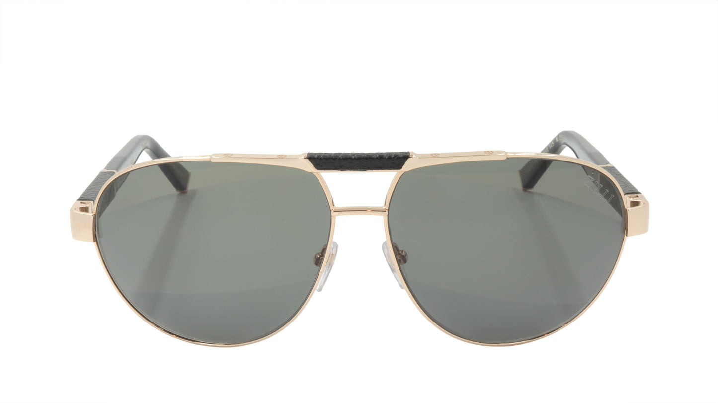 ZILLI Sunglasses Titanium Acetate Leather Polarized France Handmade ZI 65032 C01