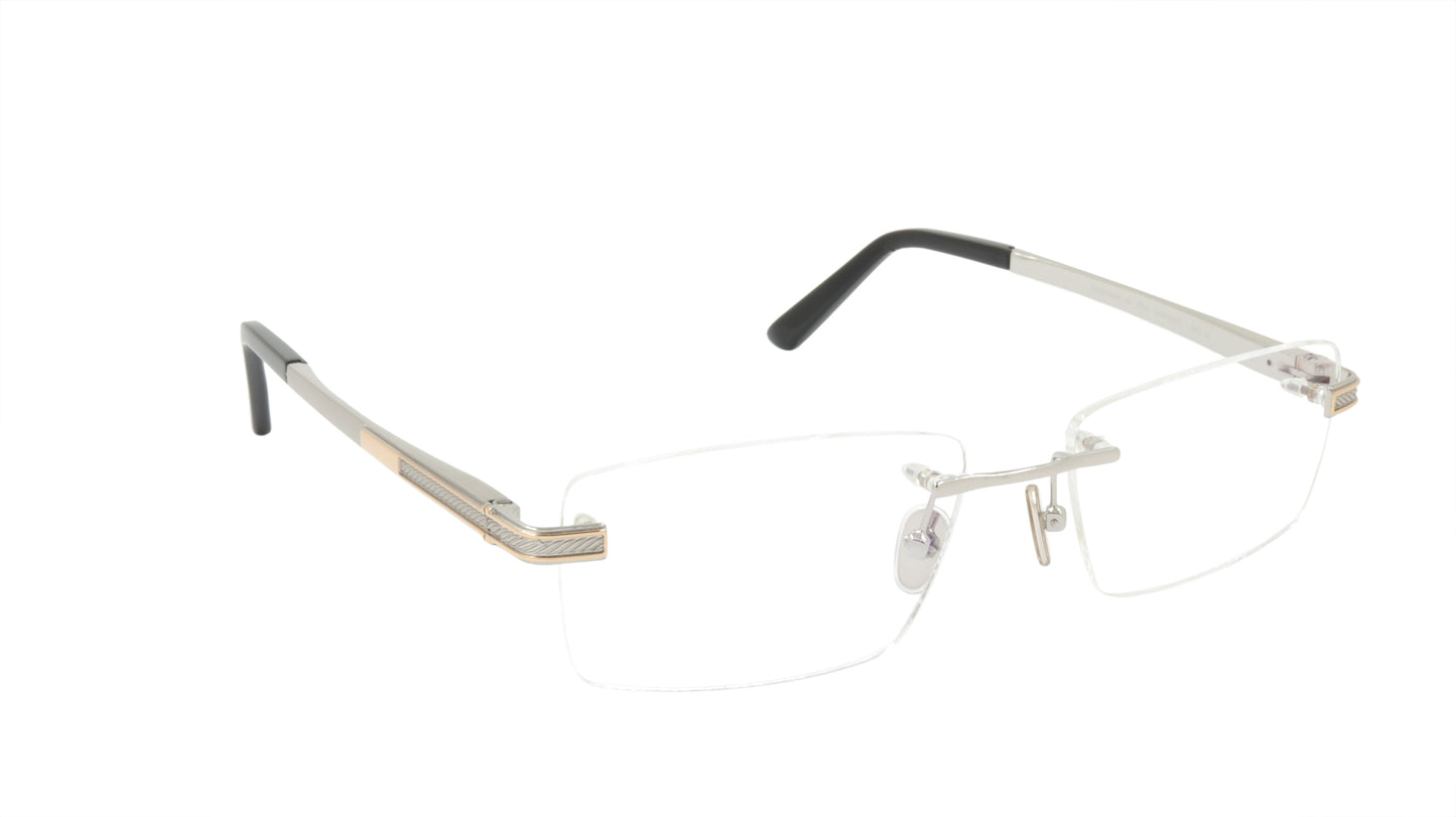 Paul Vosheront Men's Rimless Eyeglasses Mix of Gold and Silver Titanium
