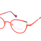Face A Face Eyewear with a Cat Eye Shape in a Bright Spring Poppy Color
