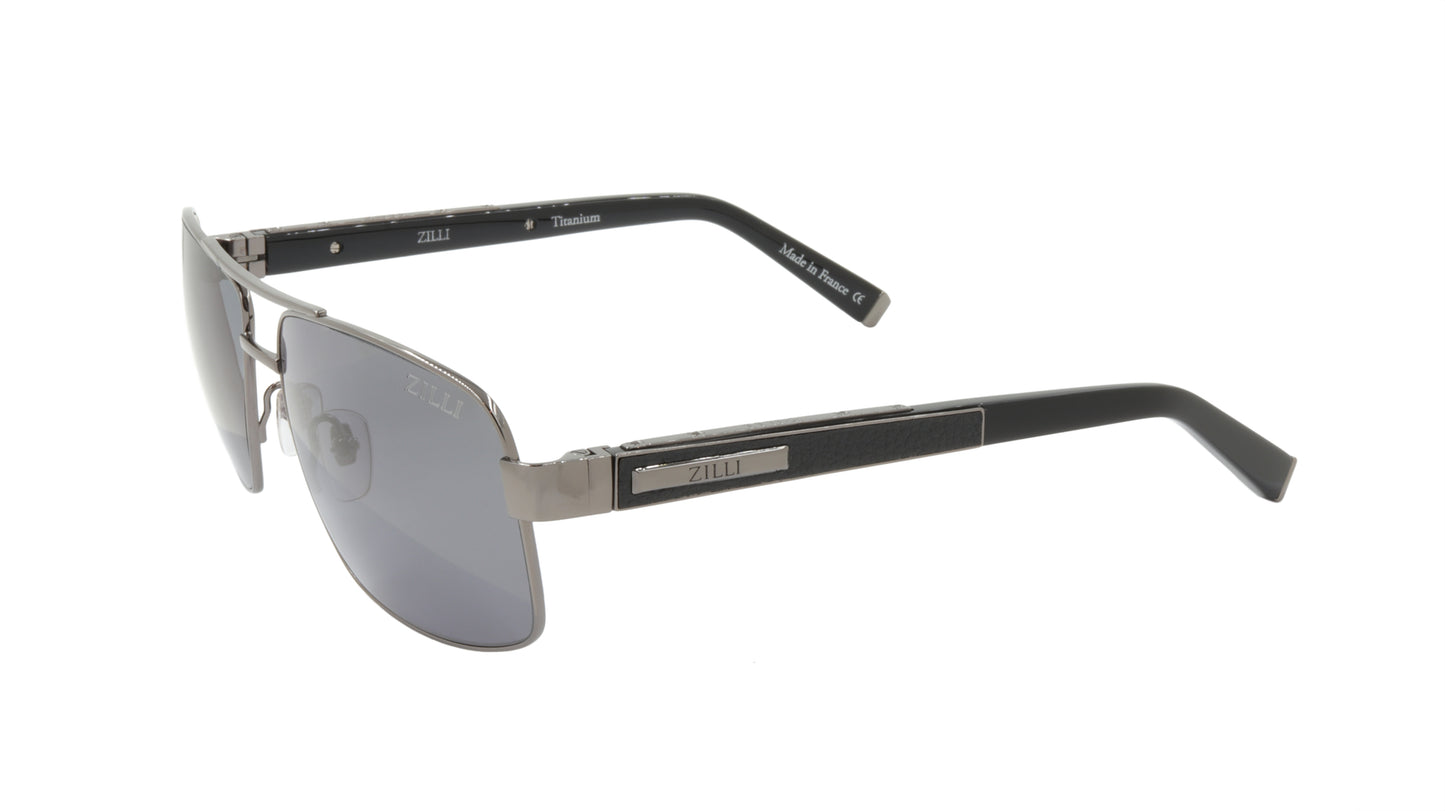 ZILLI Sunglasses Titanium Acetate Leather Polarized France Handmade ZI 65001 C03