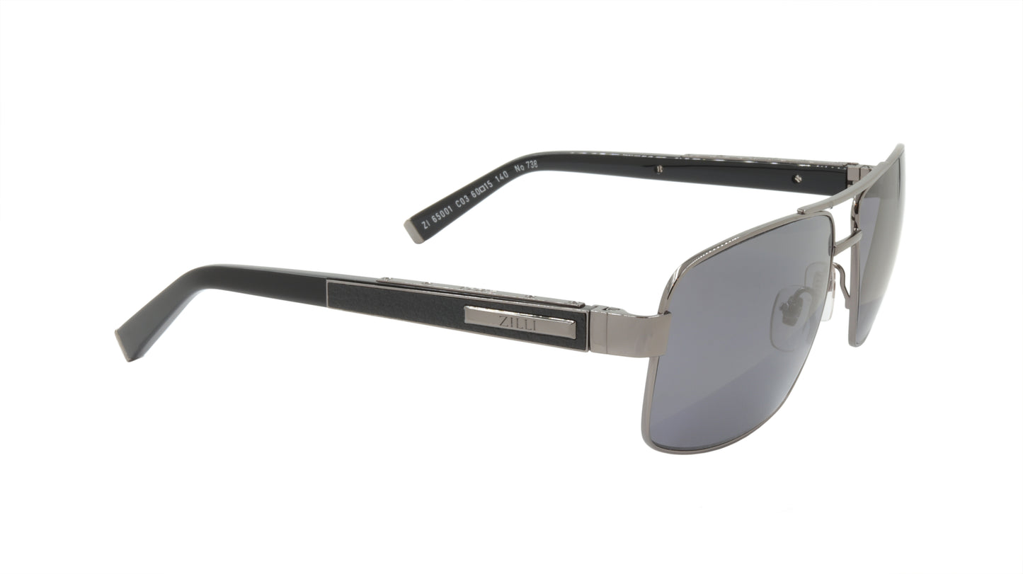 ZILLI Sunglasses Titanium Acetate Leather Polarized France Handmade ZI 65001 C03