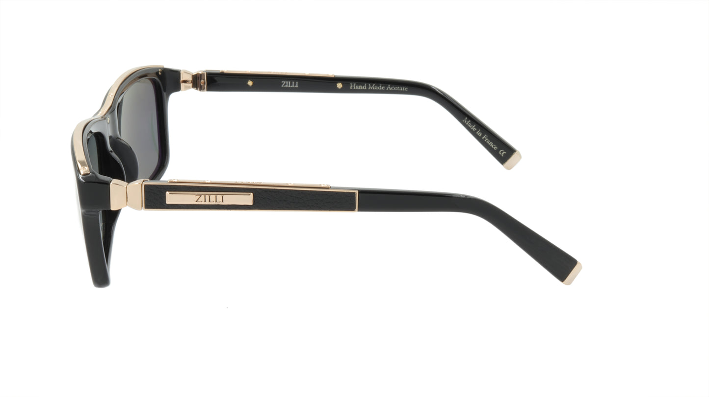 ZILLI Sunglasses Titanium Acetate Leather Polarized France Handmade ZI 65009 C01