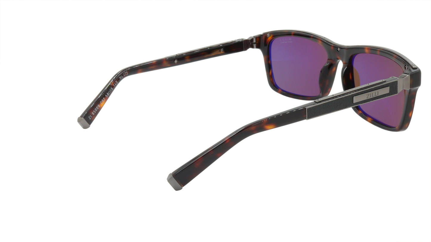 ZILLI Sunglasses Titanium Acetate Leather Polarized France Handmade ZI 65009 C02