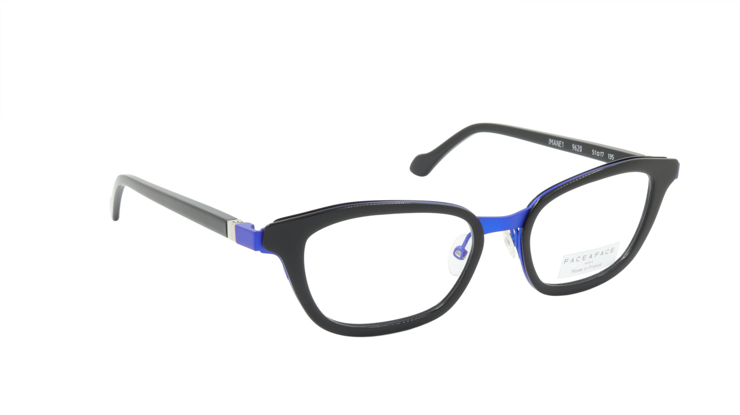 Face A Face Eyeglasses Frame IMANE 1 Col. 9620 Acetate Metal Flashy Blue Black