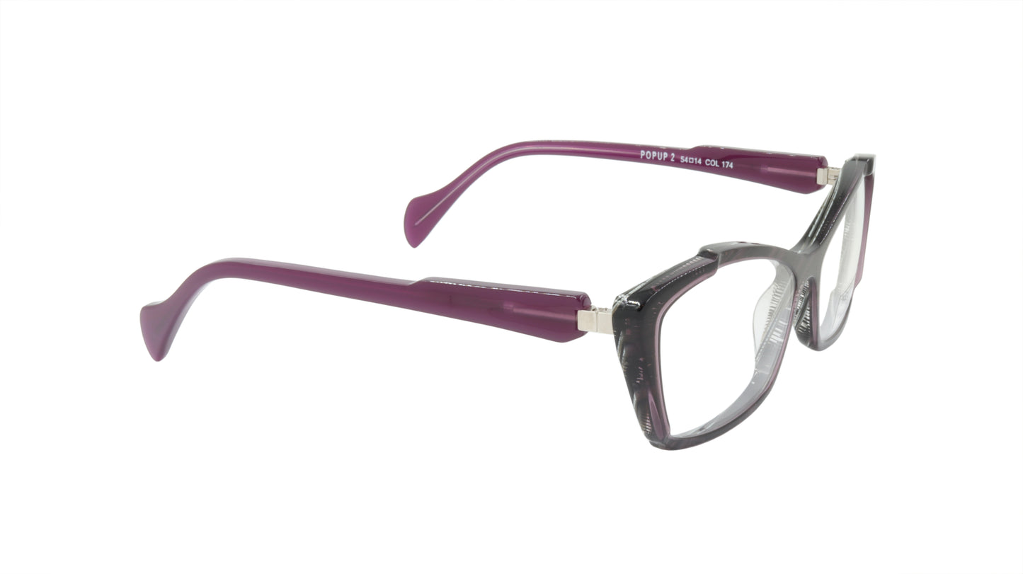 Face A Face Eyewear in Lace Purple and Cable Horn Cateye Shape