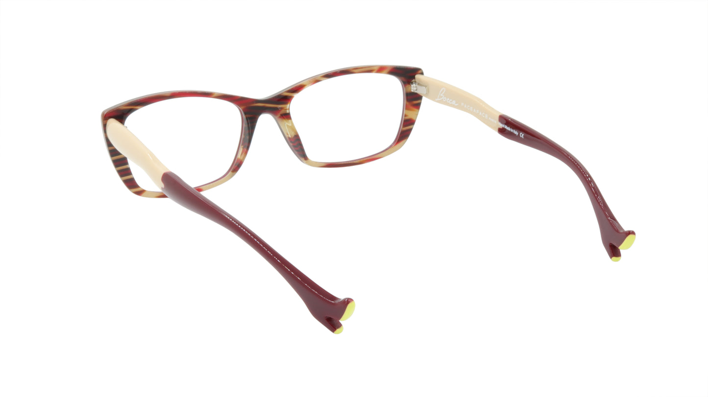 Face A Face Eyeglasses Frame BOCCA Sexy 2 Col. 214 Acetate Dark Red Yellow Flame