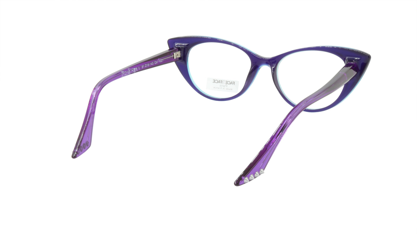 Face A Face Eyeglasses Frame PUNK HER 1 Col. 1221 Acetate Tahiti Blue Violet