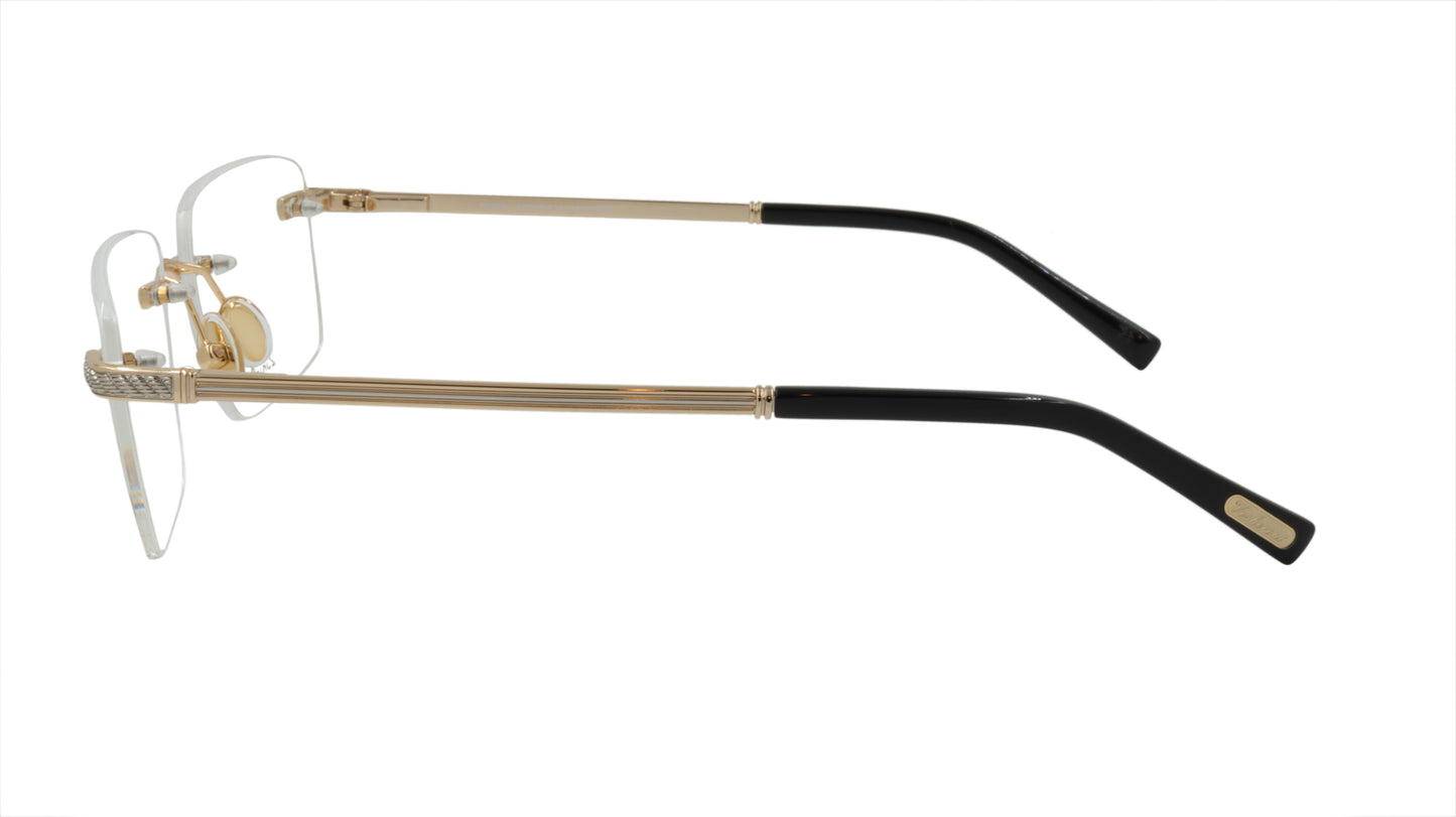 Paul Vosheront Rimless Silver & Gold Acetate Optical Frame PV604 C1