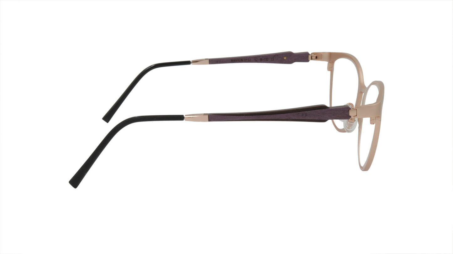 GOLD & WOOD Eyewear in Satin Rose Gold and Purple