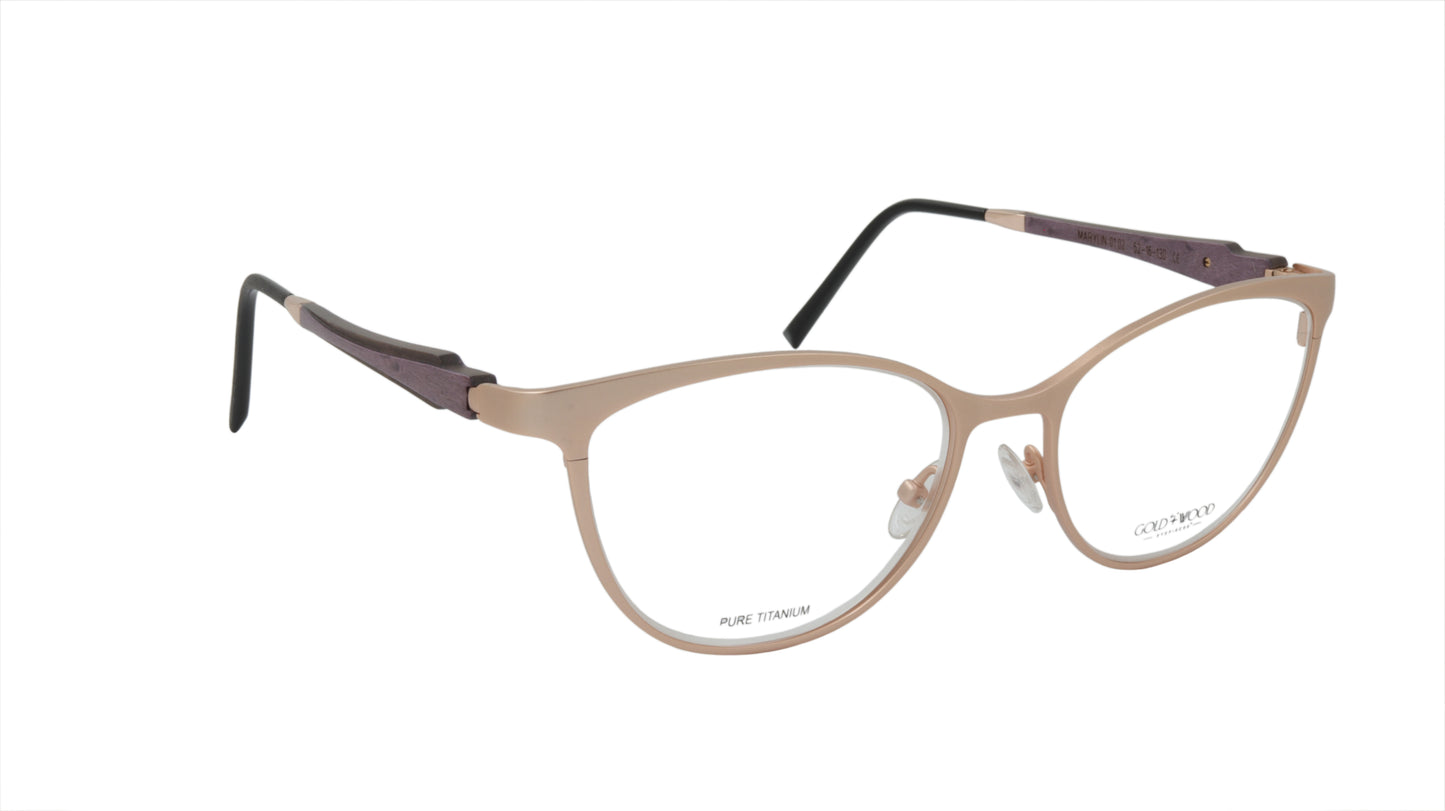 GOLD & WOOD Eyewear in Satin Rose Gold and Purple