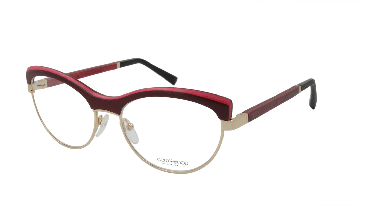 GOLD & WOOD Eyewear with Red Wood Accented in Gold