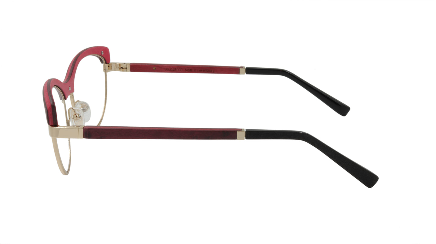 GOLD & WOOD Eyewear with Red Wood Accented in Gold