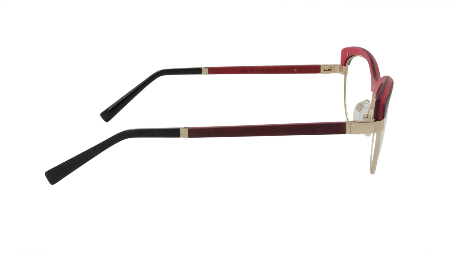 GOLD & WOOD Eyewear with Red Wood Accented in Gold