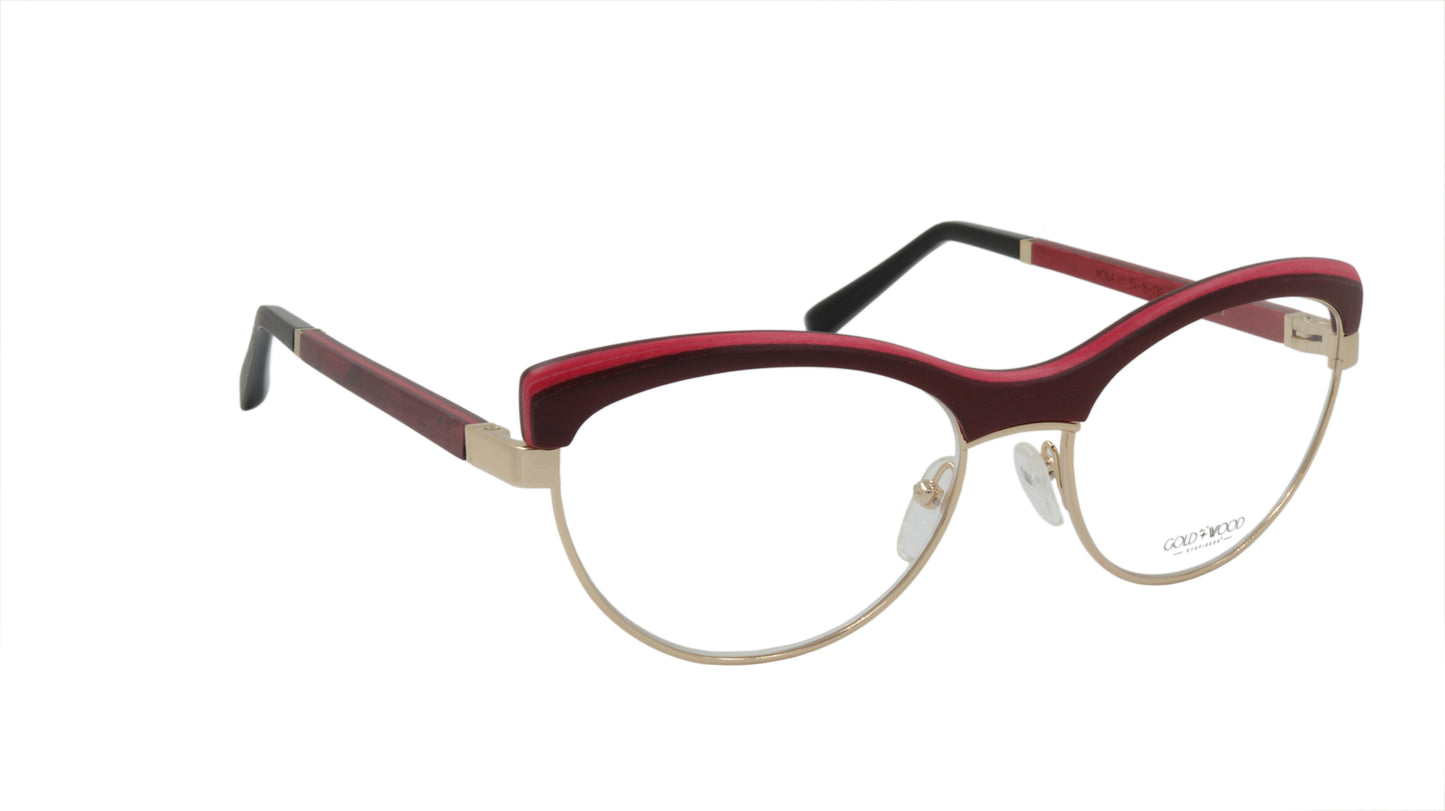 GOLD & WOOD Eyewear with Red Wood Accented in Gold