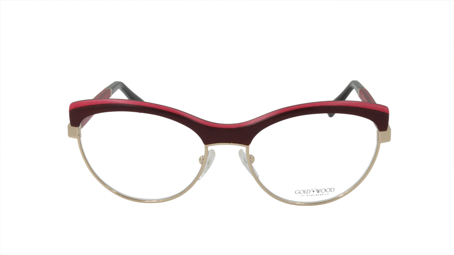 GOLD & WOOD Eyewear with Red Wood Accented in Gold