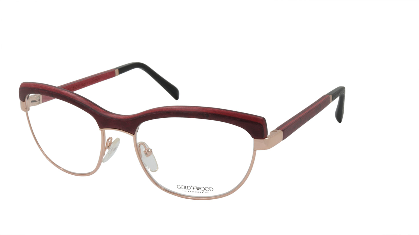 GOLD&WOOD Eyeglasses Frame Wood Metal Acetate Luxembourg Made Lisa 01 03