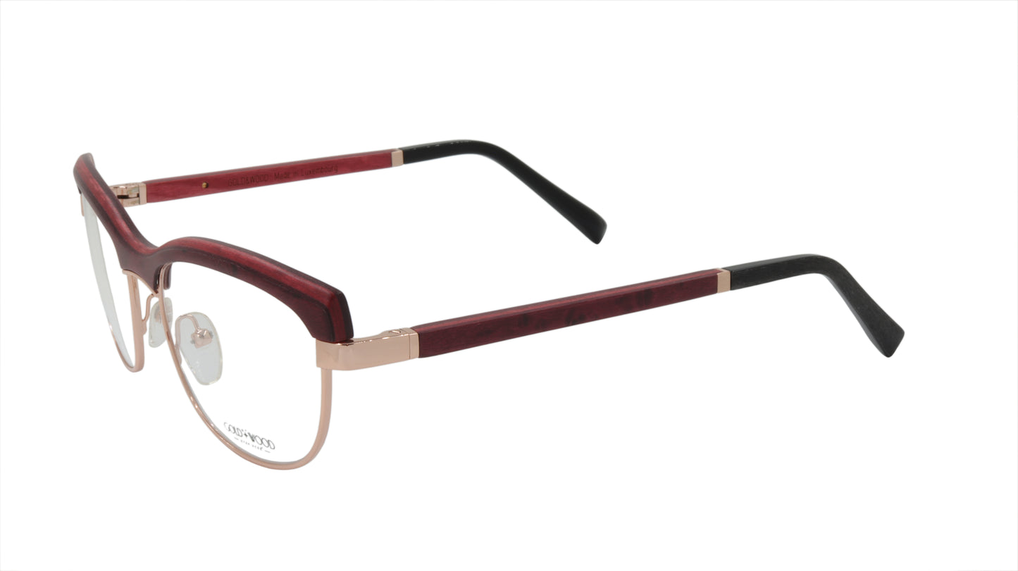 GOLD&WOOD Eyeglasses Frame Wood Metal Acetate Luxembourg Made Lisa 01 03
