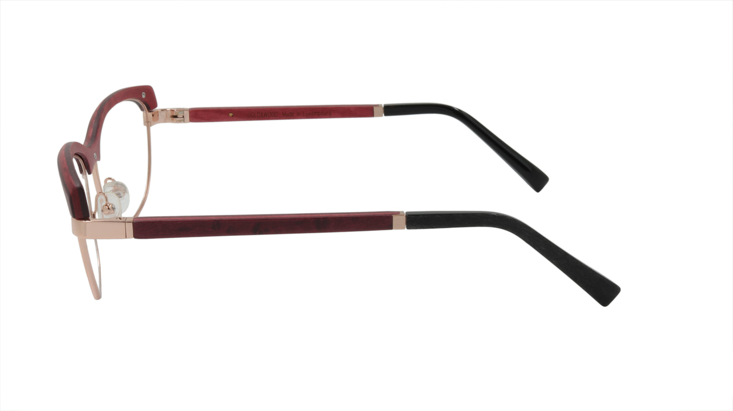 GOLD&WOOD Eyeglasses Frame Wood Metal Acetate Luxembourg Made Lisa 01 03