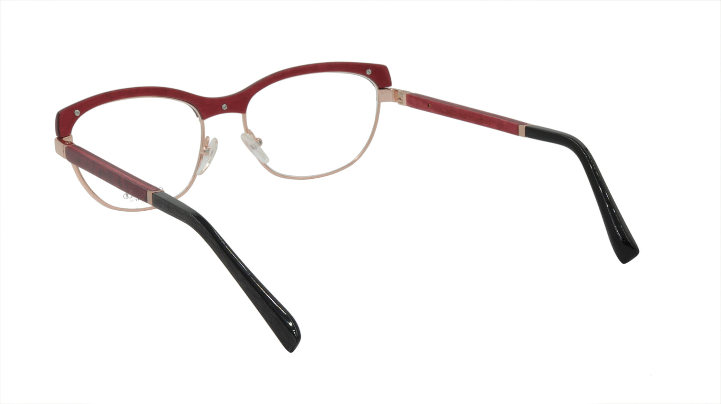 GOLD&WOOD Eyeglasses Frame Wood Metal Acetate Luxembourg Made Lisa 01 03