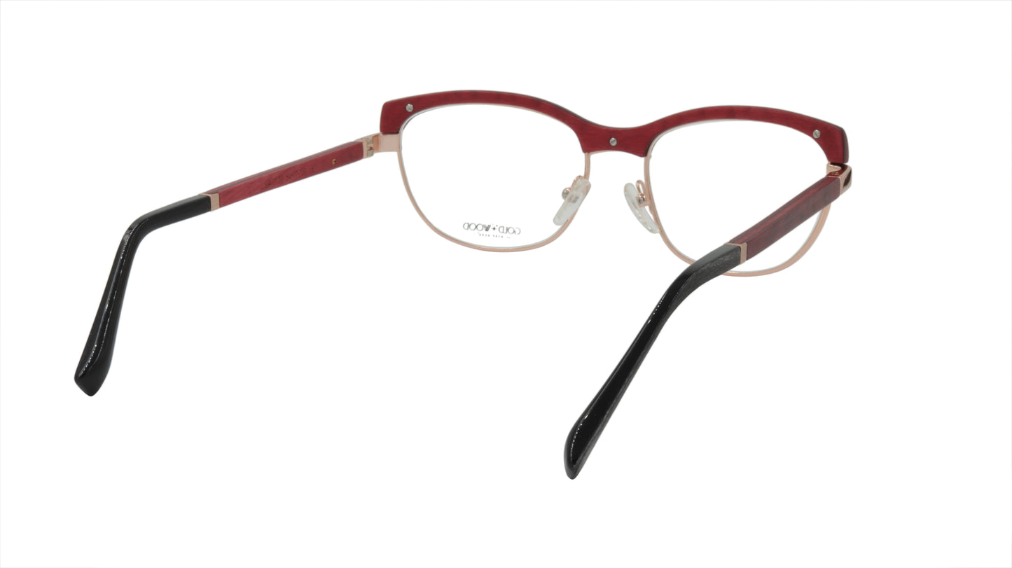 GOLD&WOOD Eyeglasses Frame Wood Metal Acetate Luxembourg Made Lisa 01 03