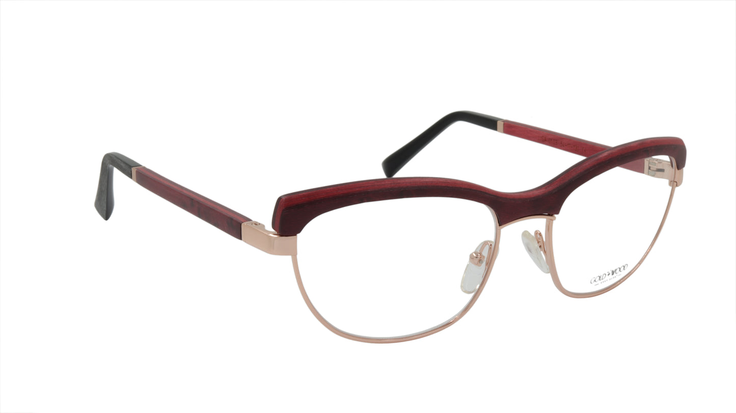 GOLD&WOOD Eyeglasses Frame Wood Metal Acetate Luxembourg Made Lisa 01 03