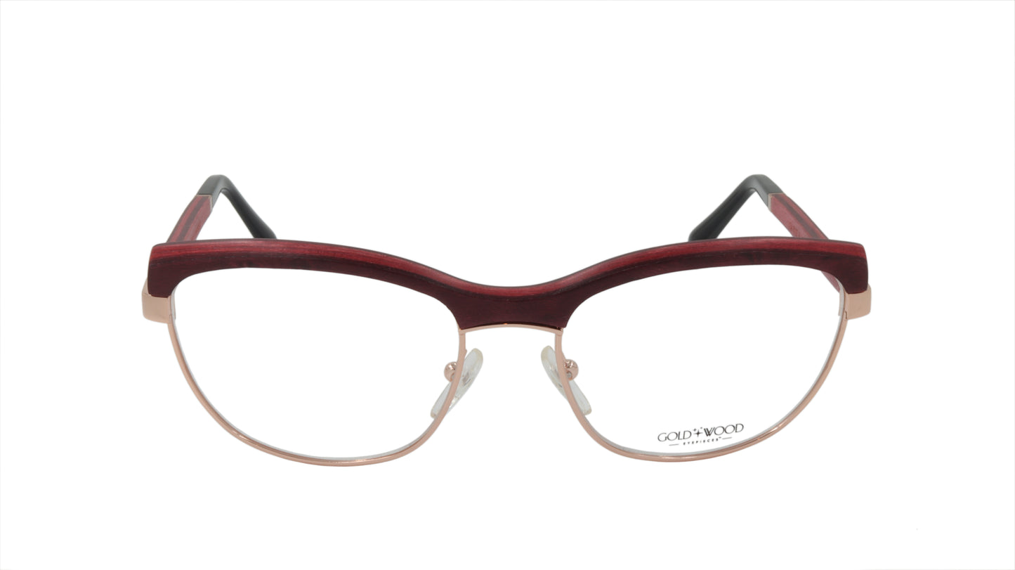 GOLD&WOOD Eyeglasses Frame Wood Metal Acetate Luxembourg Made Lisa 01 03