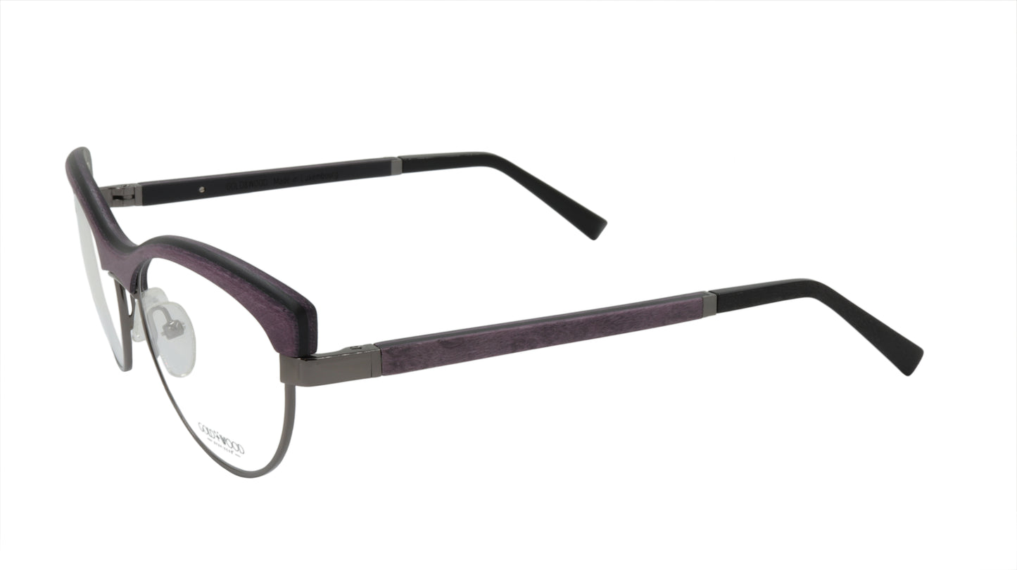 GOLD & WOOD Eyewear with Bold Wood Accented in Purple and Black