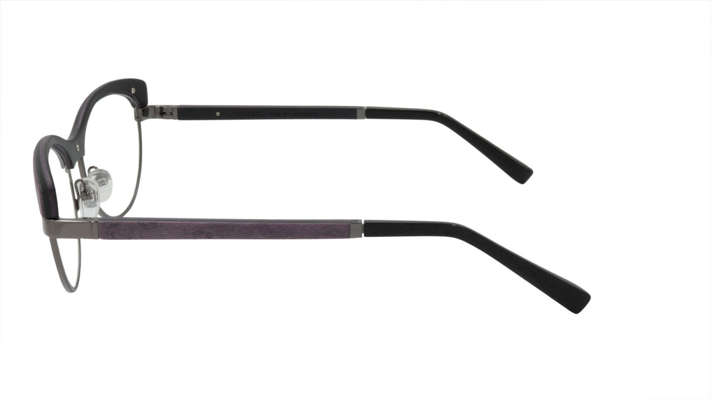 GOLD & WOOD Eyewear with Bold Wood Accented in Purple and Black