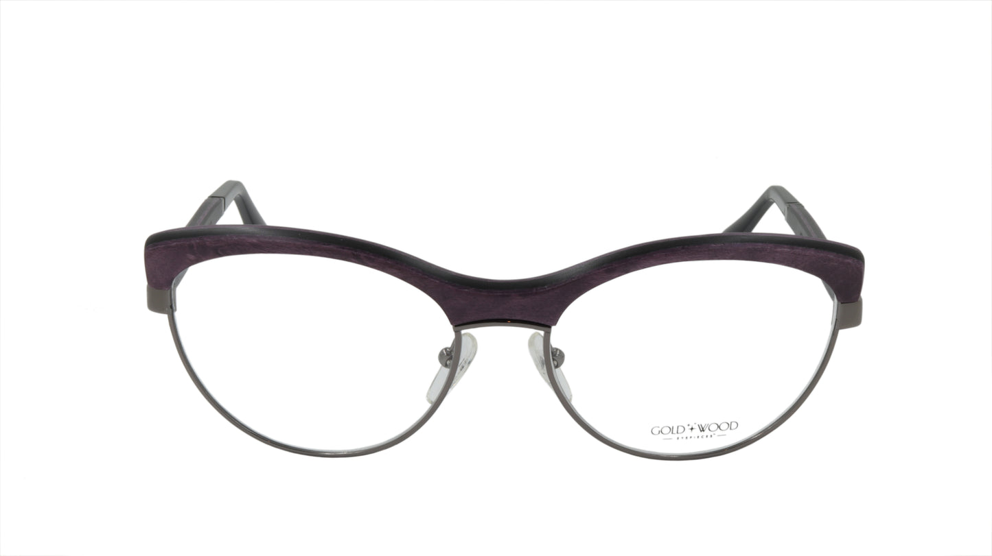 GOLD & WOOD Eyewear with Bold Wood Accented in Purple and Black