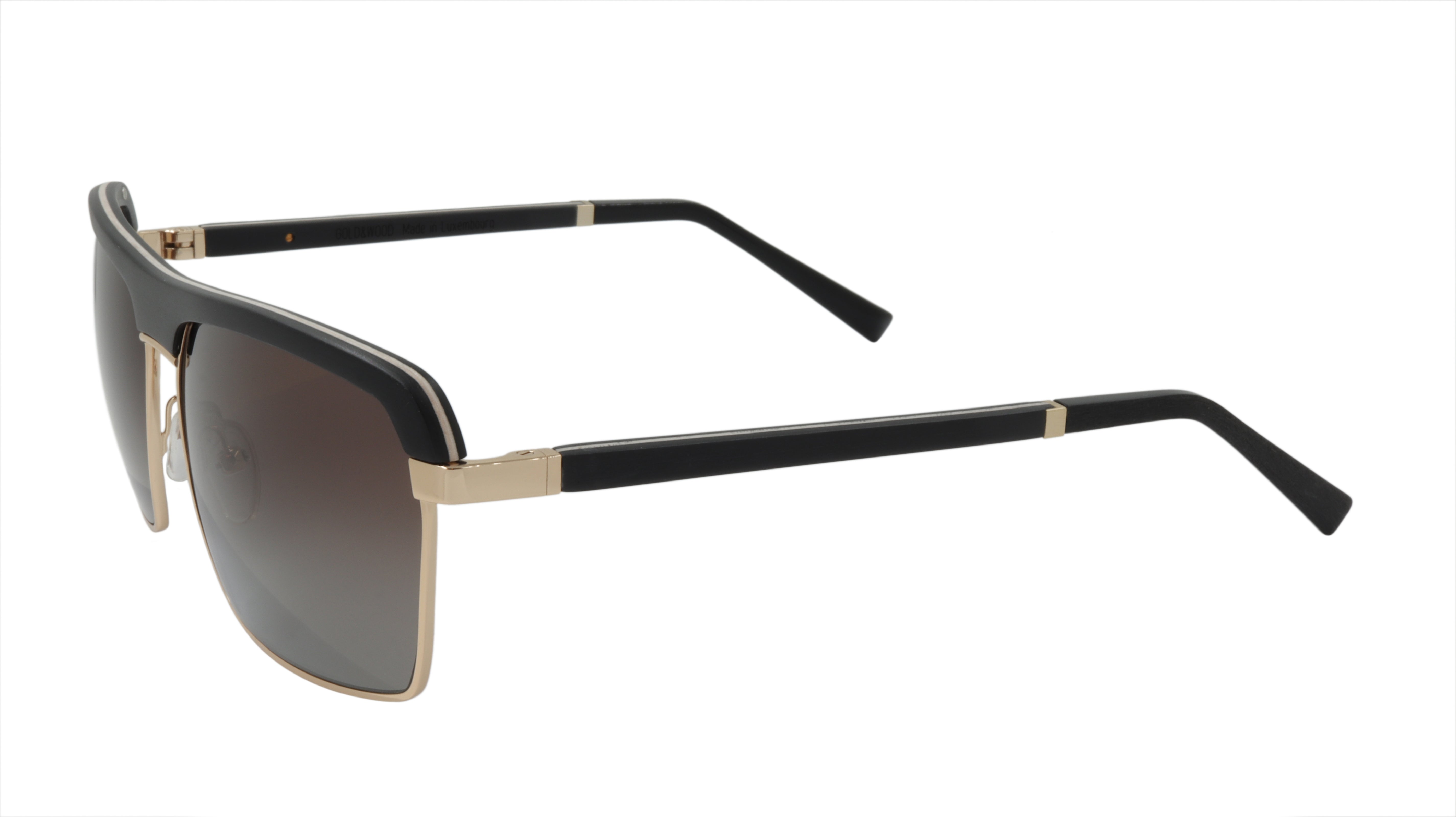 GOLD WOOD Sunglasses Combines Wood and Metal with Gold Accents Frame Bay