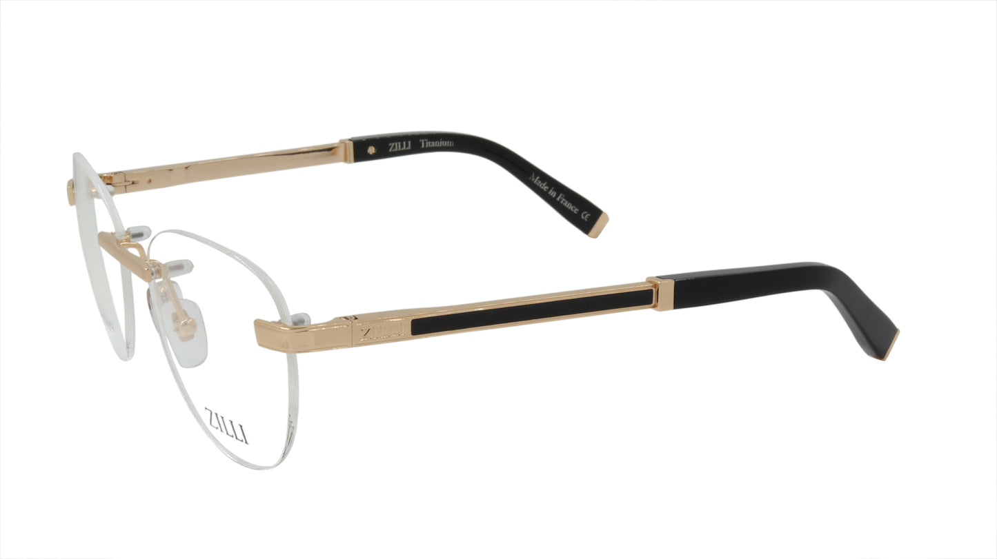 ZILLI Eyeglasses Frame Titanium Acetate Gold Black France Made ZI 60035 C04