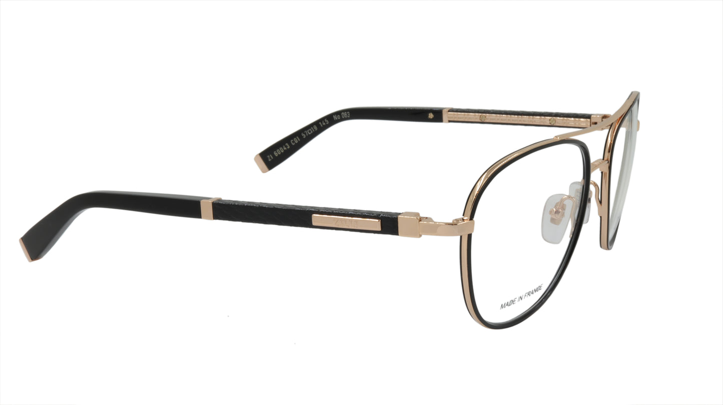 ZILLI Eyeglasses Frame Titanium Acetate Leather France Made ZI 60043 C01