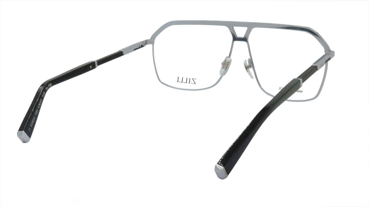ZILLI Eyewear in Black and Silver Crafted in Titanium, Acetate with Leather Accents