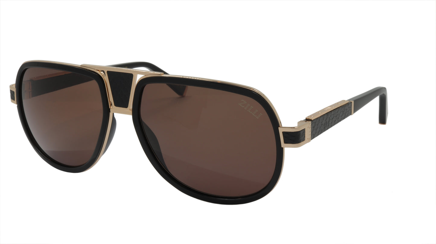 ZILLI Eyewear in Black and Gold Titanium Sunglasses