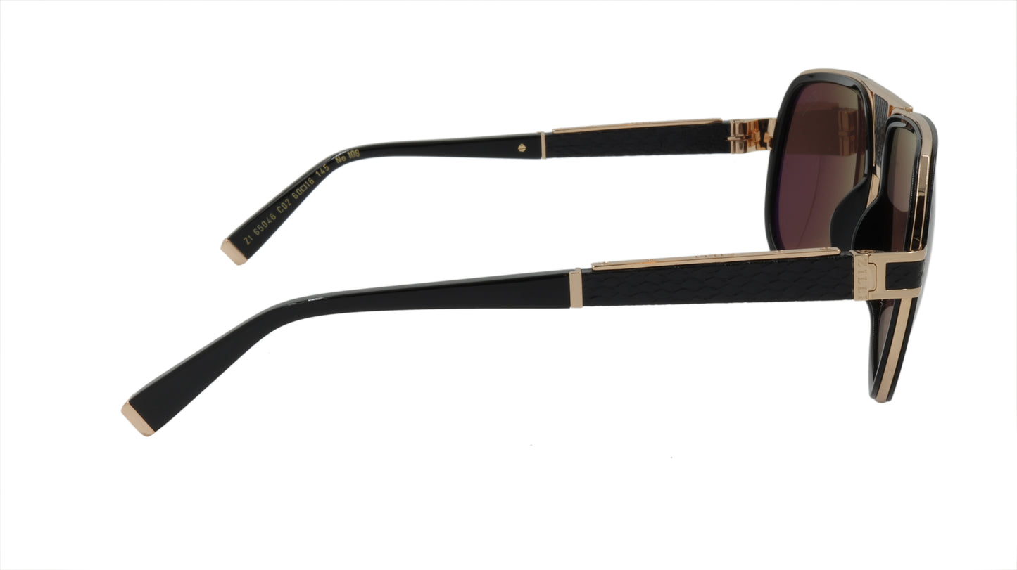 ZILLI Eyewear in Black and Gold Titanium Sunglasses